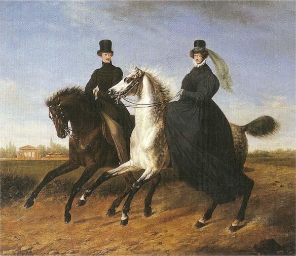 Marie Ellenrieder General Krieg of Hochfelden and his wife on horseback, oil painting picture
